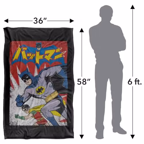 Warner Bros. Batman and Robin Kanji Run Red Burst Super Soft Fleece Throw Blanket, W/D/H: 91 x 147 cm, Red and Multicolour – 4