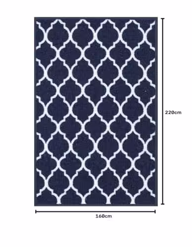 Serdim Rugs Moroccan Graphic Washable Non-Slip Kitchen Floor Mat, Blue, W: 160 cm – 2