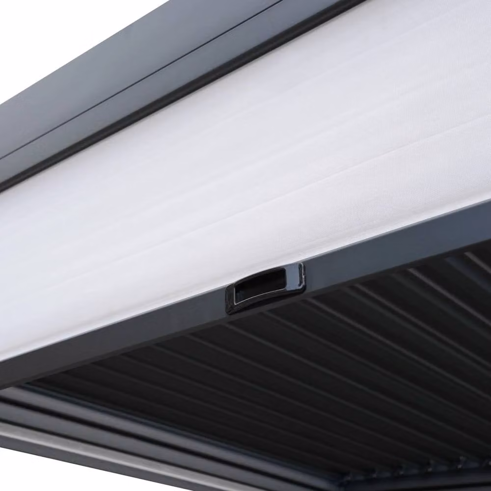 Monstershop Anthracite Aluminium Pergola with White Blinds, Grey, W/D/H: 300 x 300 x 250 cm – 2