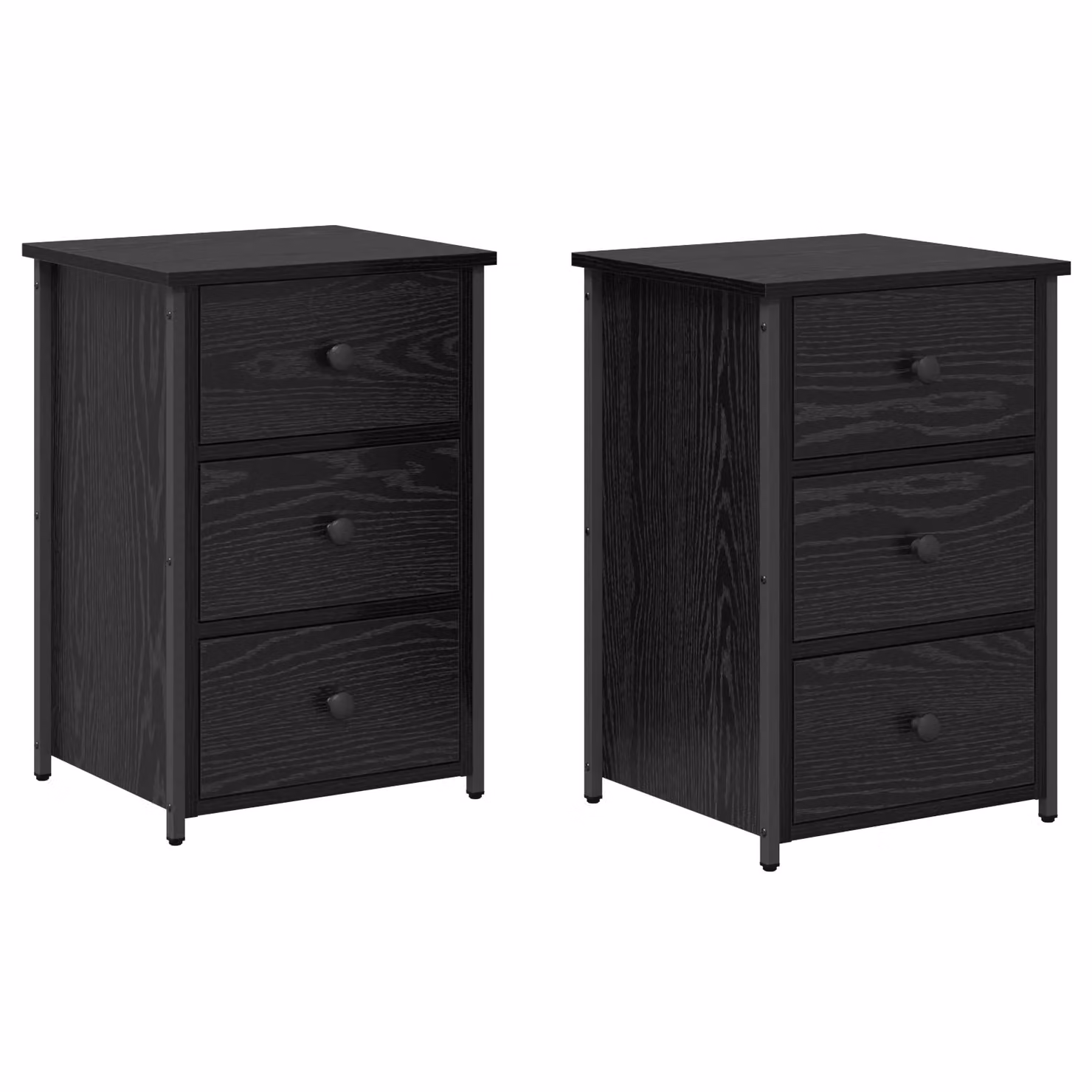 Berkfield Home Black Oak Nightstand Set in Black Oak Engineered Wood with Medium Drawers – 2
