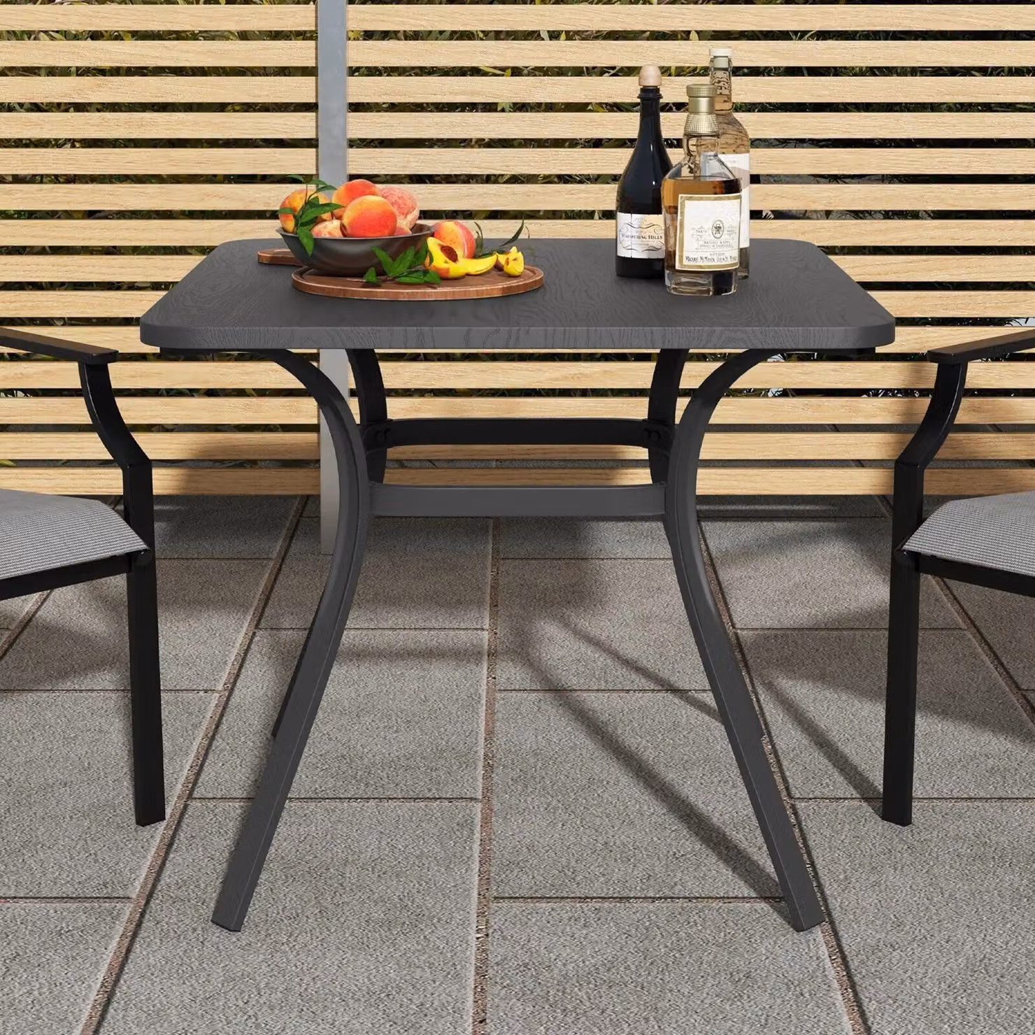 Costway Grey Metal Square Patio Dining Table with 4 Curved Legs – 2