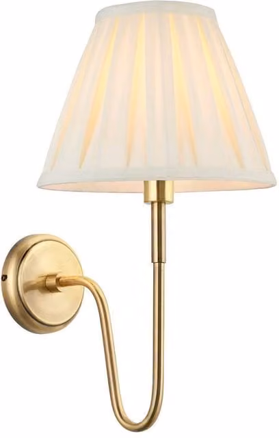 Netlighting Rouen & Carla Wall Lamp with Antique Brass Plate and Beige Fabric Shade – 1