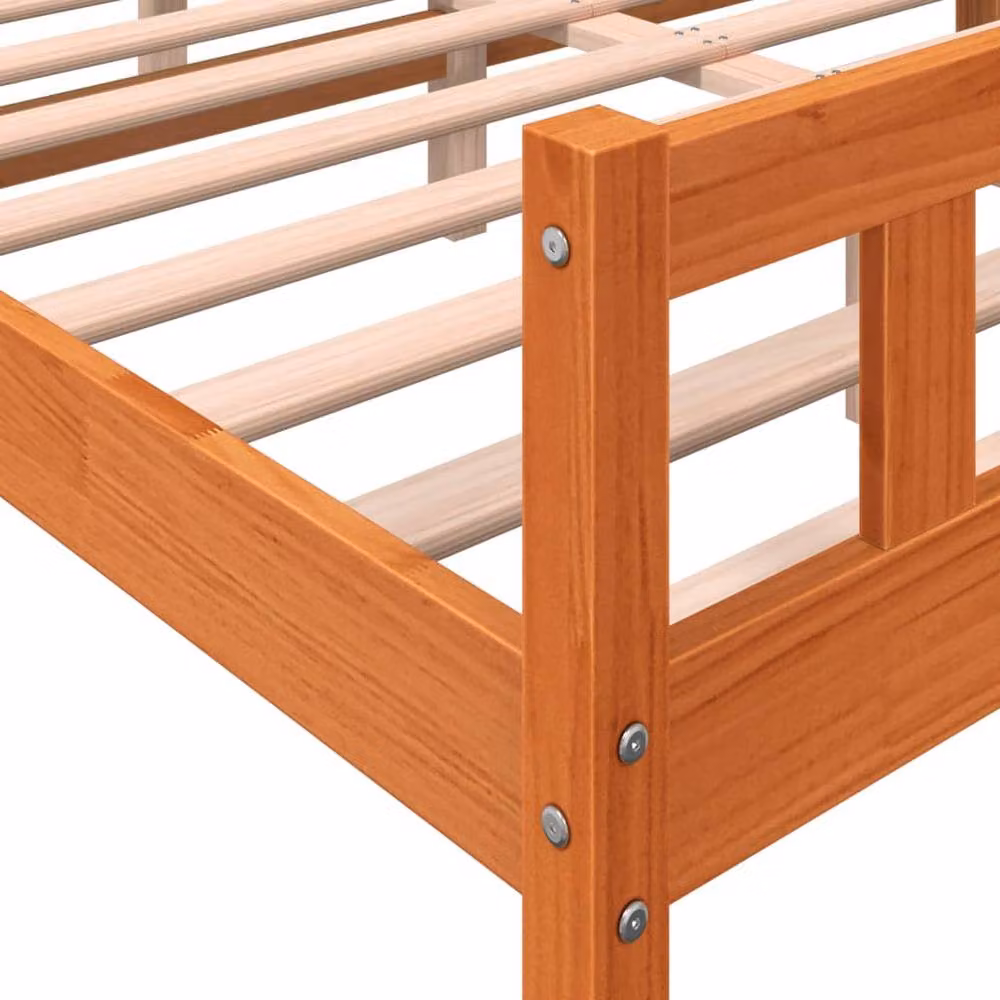 Berkfield Home Beautiful King Size Bed Frame with Headboard in Wax Brown Solid Pine, W/D/H: 155.5 x 150 x 69.5 cm – 3