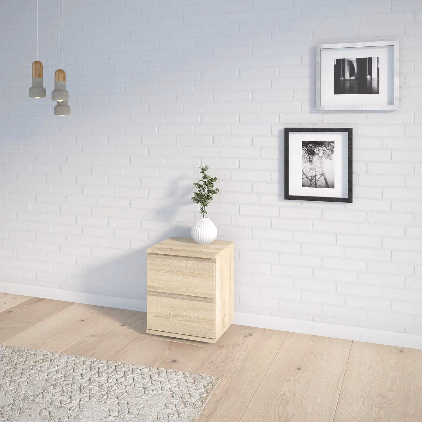 Furniture To Go Nova 2 Drawer Bedside Cabinet in Light Oak – 2
