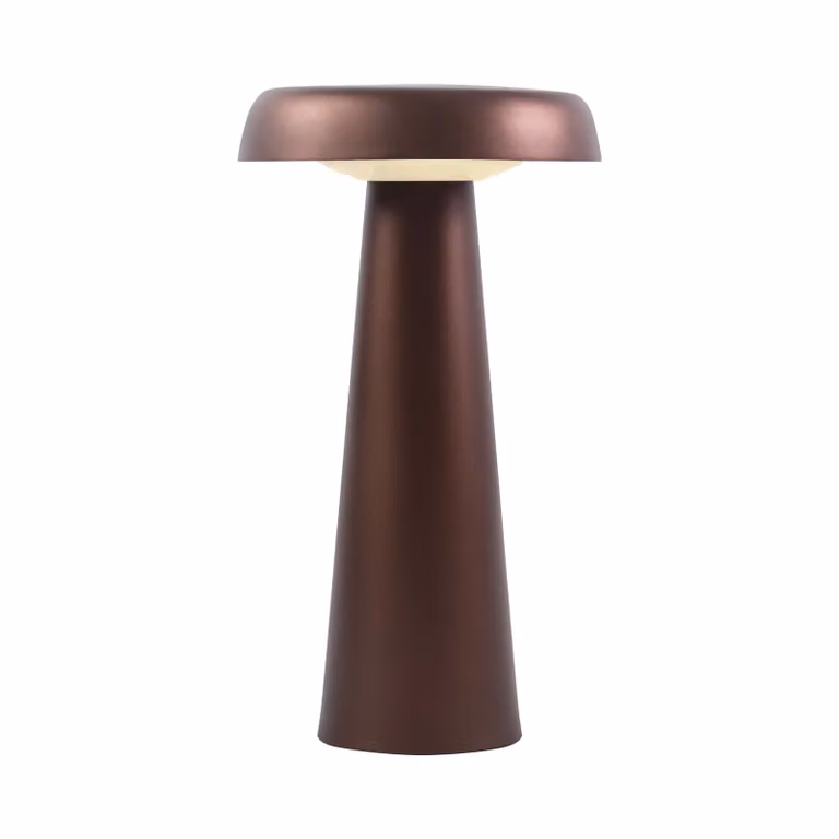 Nordlux Arcello Portable LED Outdoor Table Lamp in Gold and Brown Metal with IP54 Rating