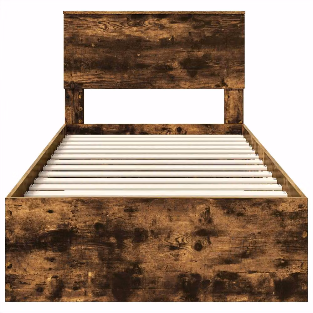 Berkfield Home Modern Bed Frame in Smoked Oak and Silver, W: 75 cm x L: 190 cm – 4