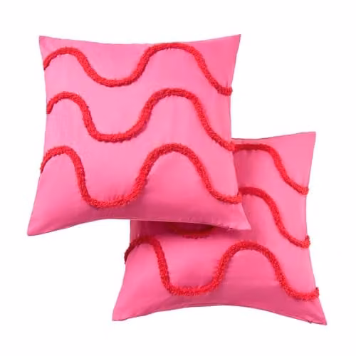 OHS Tufted Wave Decorative Square Cushion Covers Set of 2, Pink/Red, W/D/H: 45 x 45 x 45 cm – 1