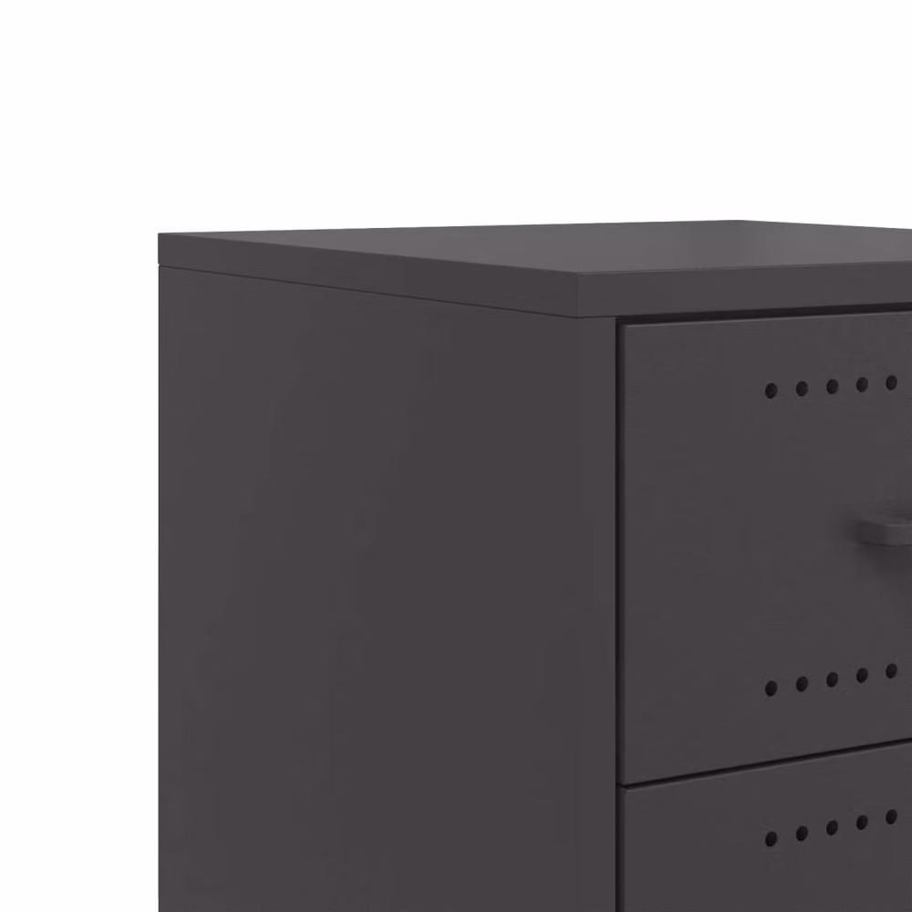 Berkfield Home Stylish Black Metal Bedside Cabinet with Castors W/D/H: 36 x 39 x 59 cm – 4