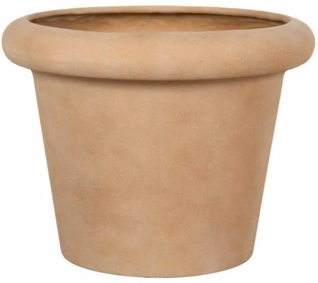 KDMD Hortus Classic Sardinia Rolltop Planter in Beige/Sand, Fibreglass, H 25 cm x W 32 cm – 1