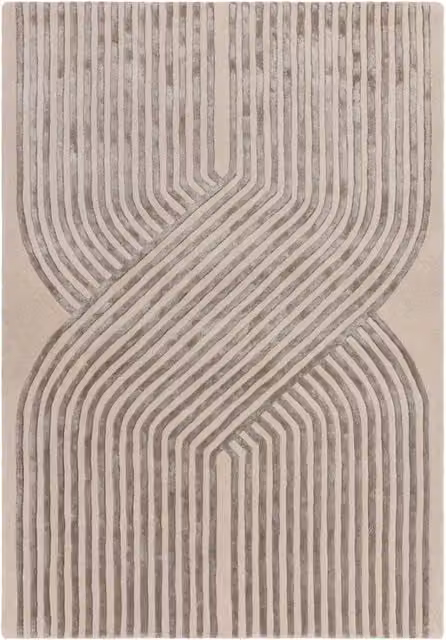 The Rug Shop UK Cream and Beige Striped Modern Handmade Area Rug, W: 160 cm, L: 230 cm – 1