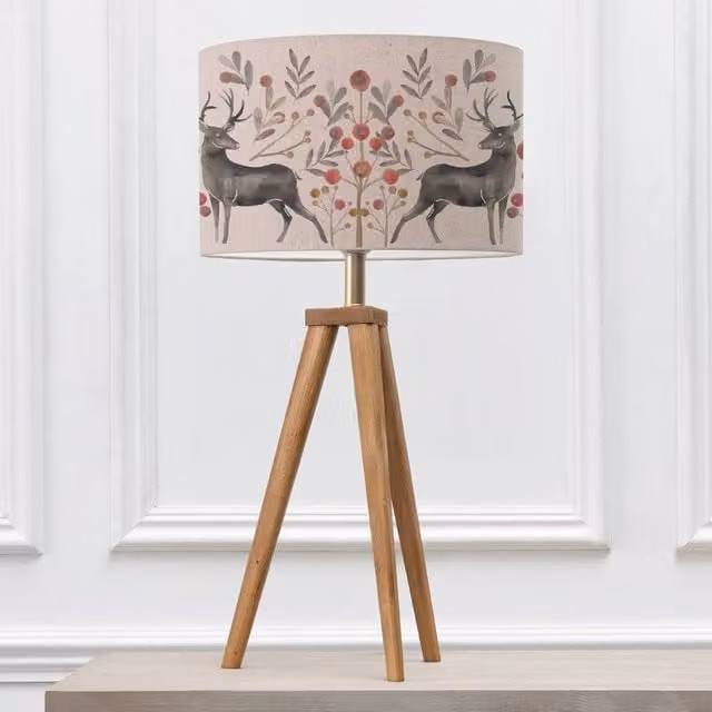 Voyage Maison Aratus Table Lamp with Edo Eva Fabric Lampshade in Brown and Grey