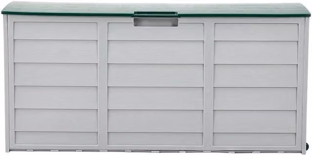 VOGREX Large Waterproof Outdoor Garden Storage Box in Grey with Castors – 1