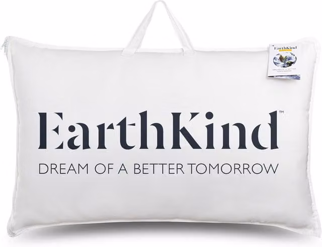 EarthKind White Medium Down and Feather Mix Breathable Cotton Pillow for Adults