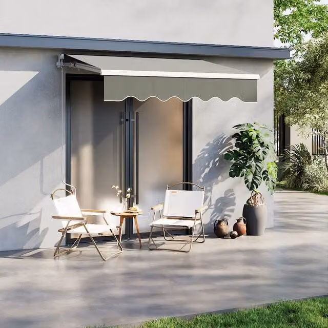 Breeins Grey Polyester Outdoor Retractable Folding Arm Awning for Window and Door, Width: 200 cm