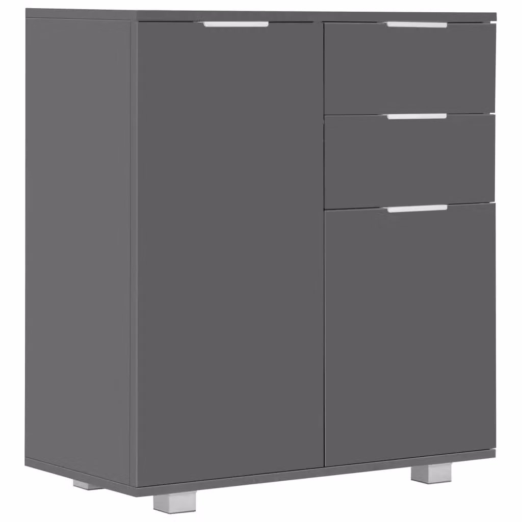 Berkfield Home Modern High Gloss Grey Sideboard in Engineered Wood W/D/H: 71 x 35 x 76 cm – 2