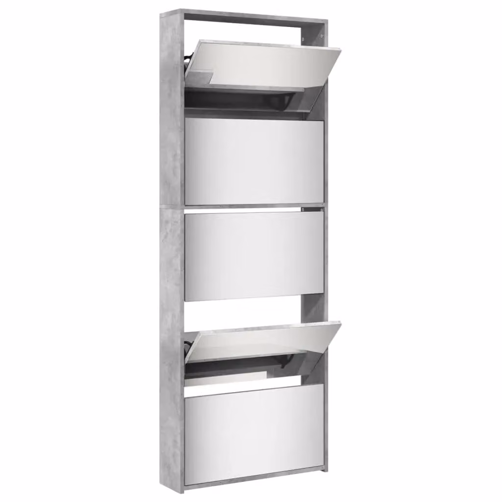 Berkfield Home Modern Shoe Cabinet with Mirror in Grey, W: 63 cm, D: 17 cm, H: 169.5 cm – 2