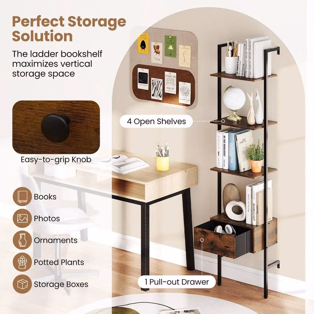 Kelvenix Industrial Open Display Shelf Storage in Brown Metal – 4