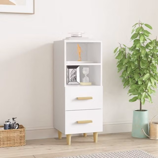 Berkfield Home White Matt Sideboard in Engineered Wood W/D/H: 34.5 x 34.5 x 90 cm