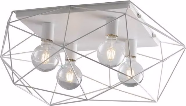 Netlighting Abraxas Globe Cage Semi Flush Ceiling Light in White with E27 Socket