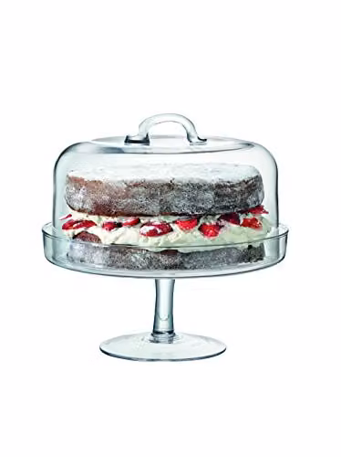LSA International Transparent Glass Round Cakestand and Dome, Diameter: 26.5 cm – 1