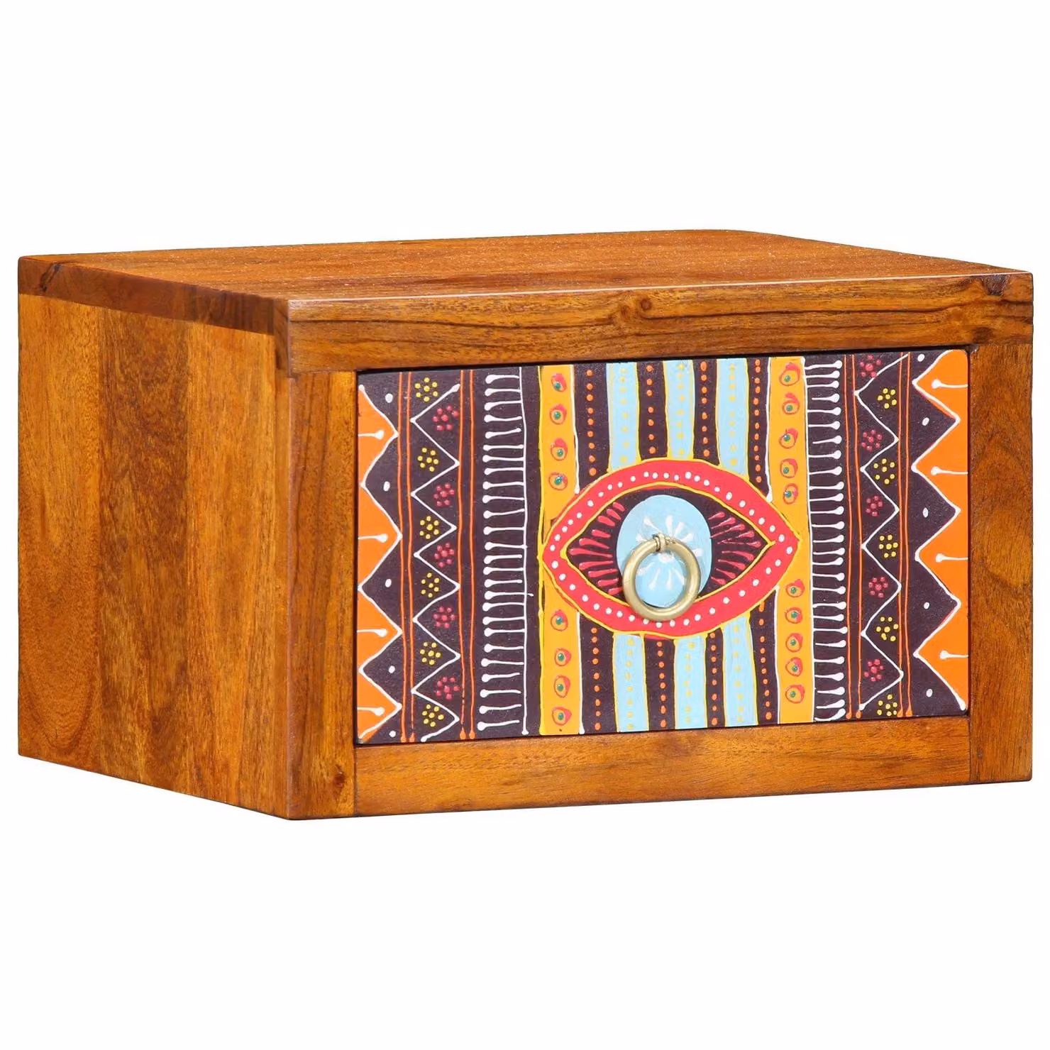 Berkfield Home Acacia Wood Bedside Cabinet with Drawer, Brown and Multicolour, W/D/H: 35 x 30 x 22 cm – 2