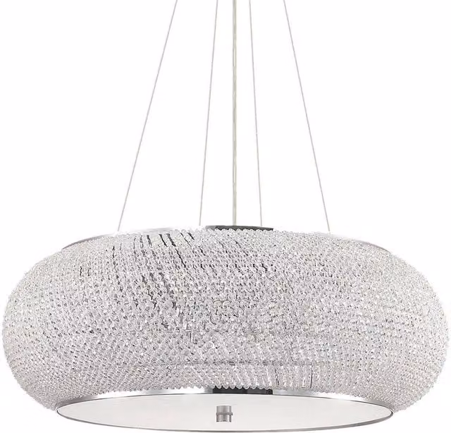 Netlighting Pasha 14 Light Chrome and Grey Crystal Glass Ceiling Pendant Light