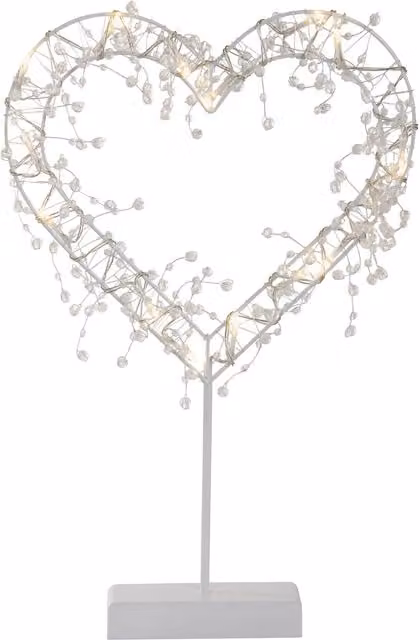 Heart Light LED Table Lamp in White Metal