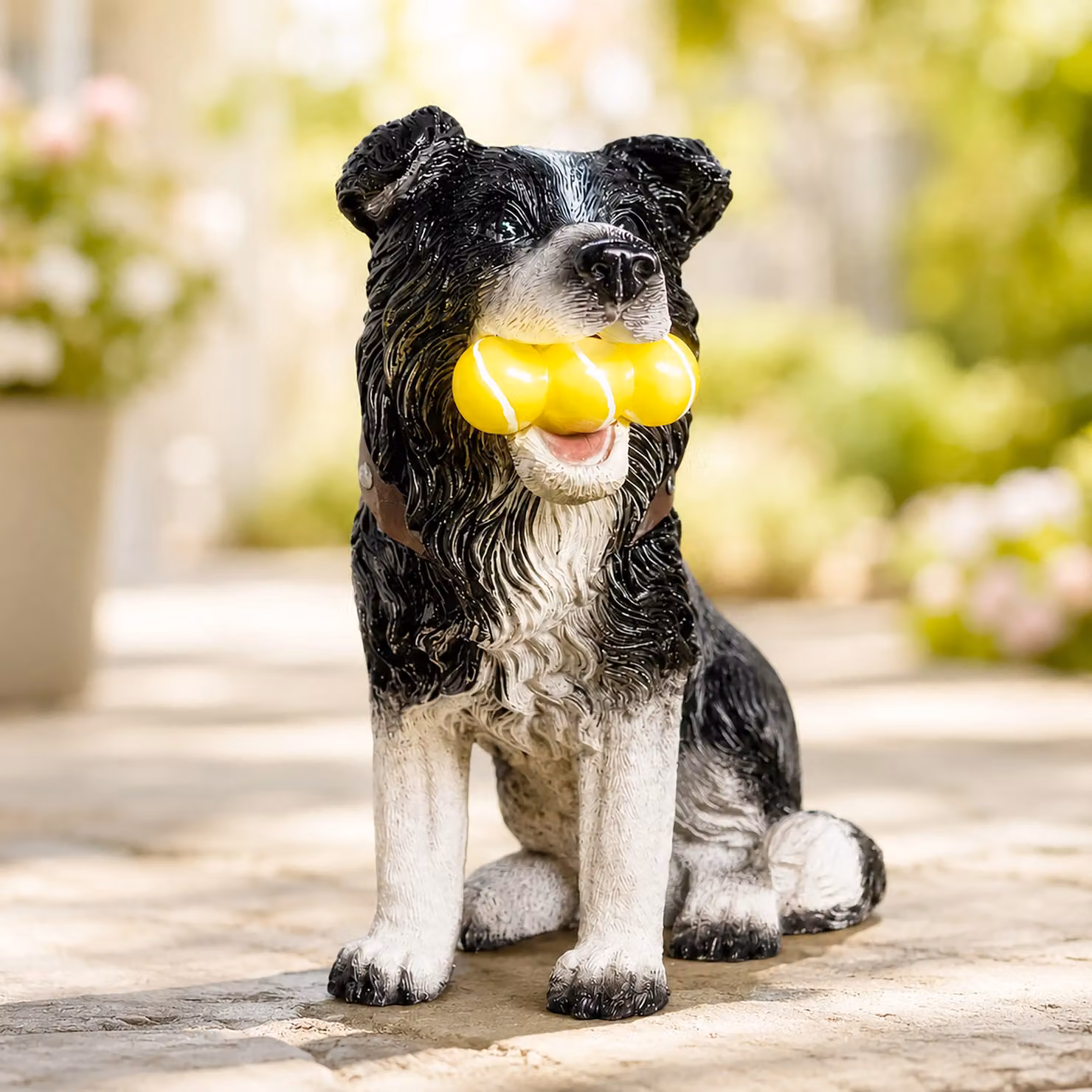 Marco Paul Solar Light Dog Garden Ornament Bronze Puppy Statue with Light Up Tennis Balls – 4