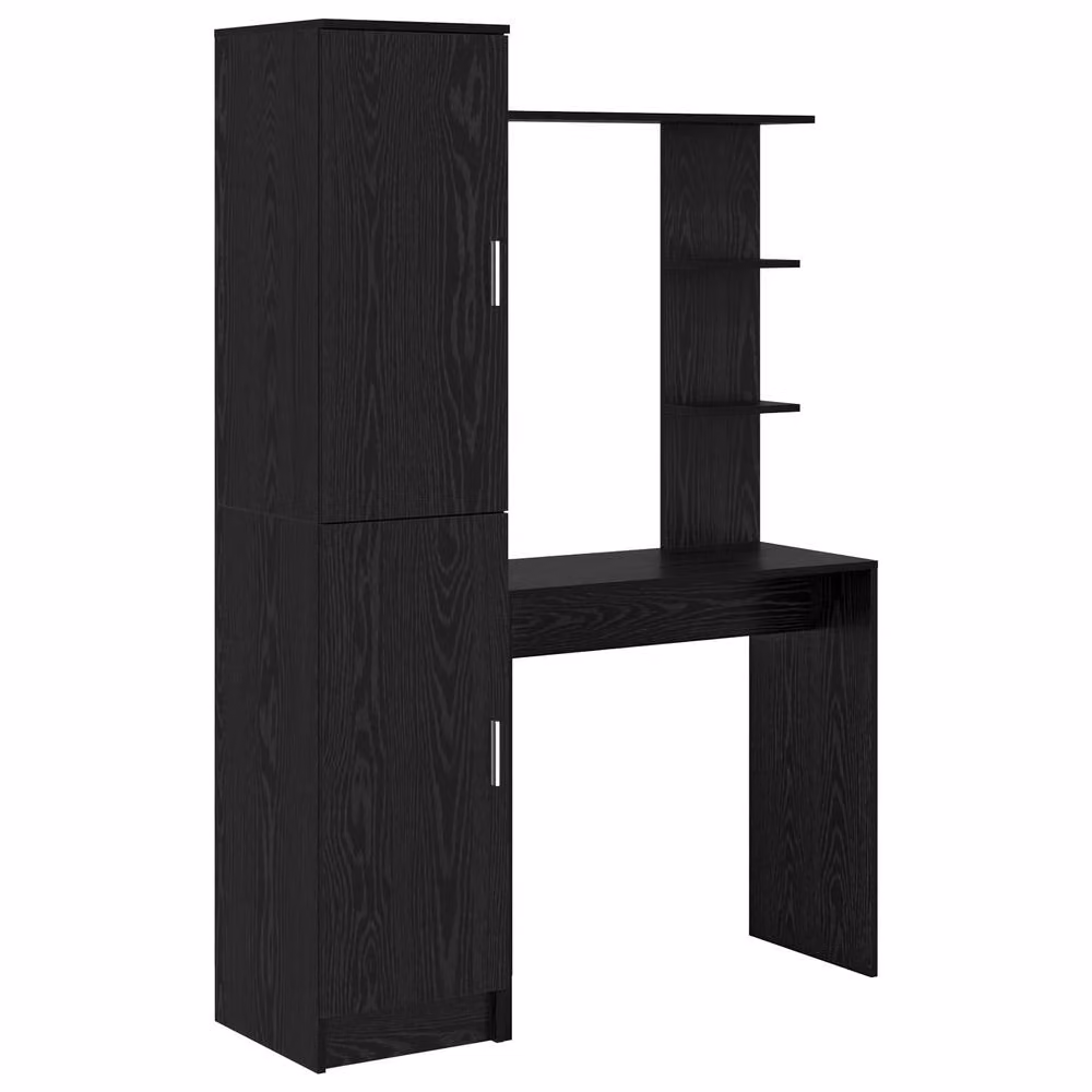 Berkfield Modern Black Oak Writing Desk with Storage – 2