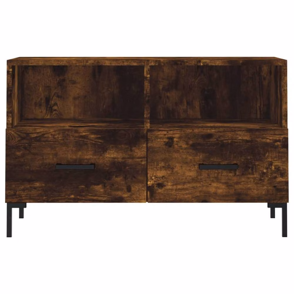 Berkfield Home Industrial TV Cabinet in Smoked Oak and Brown, W/D/H: 80 x 36 x 50 cm – 4