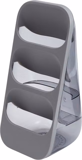 Livingandhome Freestanding 3-Compartment Plastic Utensil Holder, Grey
