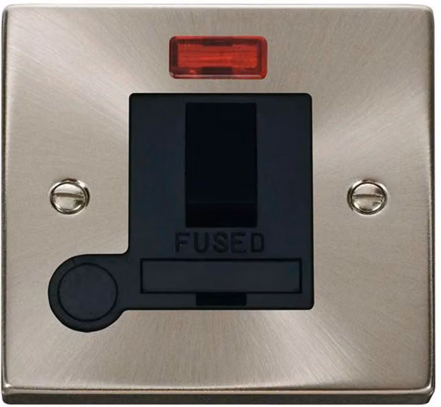 SE Home 13A Switched Fused Connection Unit with Neon and Flex in Satin Brushed Chrome Metallic Silver