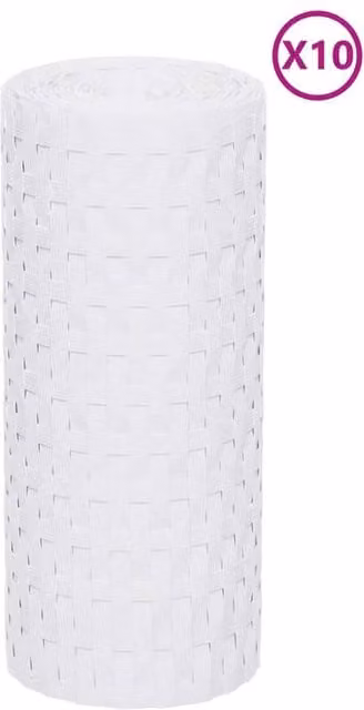Berkfield Home Decorative Poly Rattan Balcony Screens, White, 10 Pieces, H 255 x W 19 cm