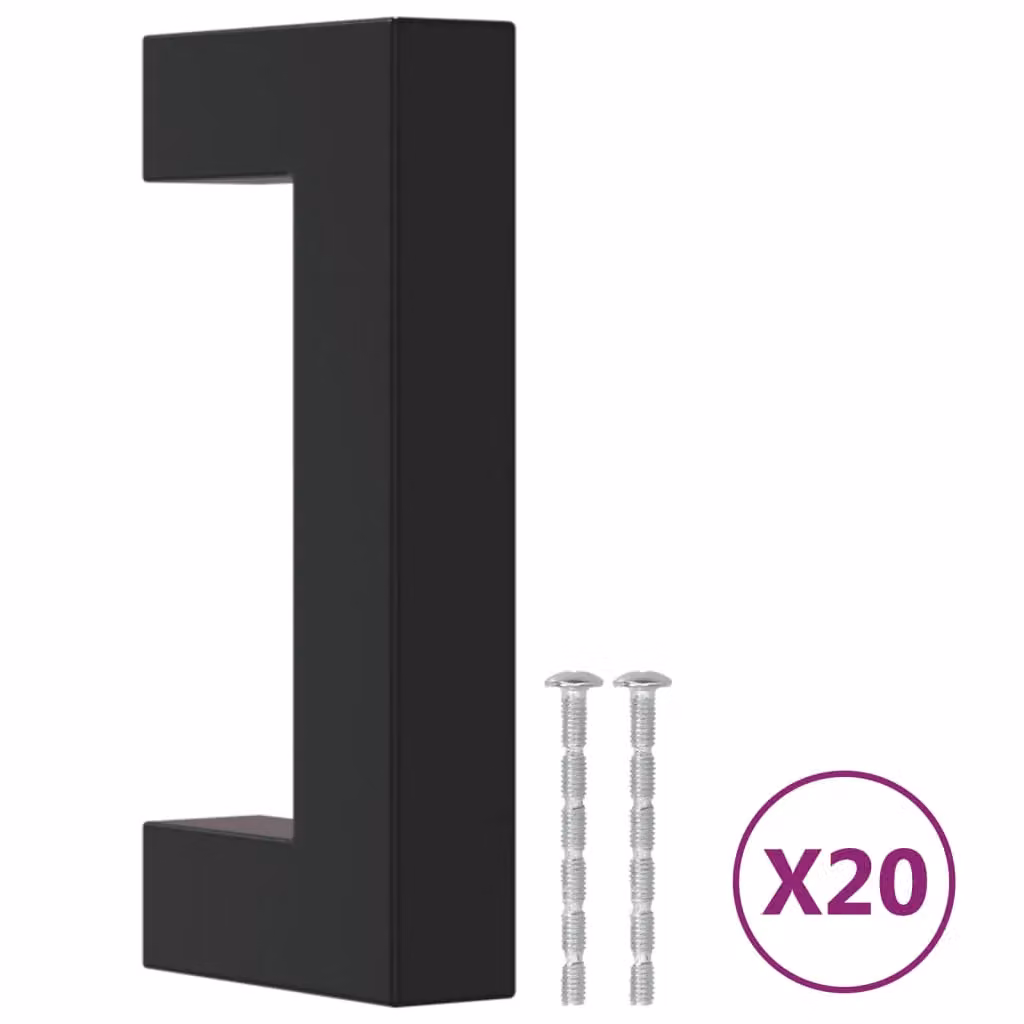 Berkfield Home 20 Pack Matt Black Stainless Steel Bar Cabinet Handles – 2