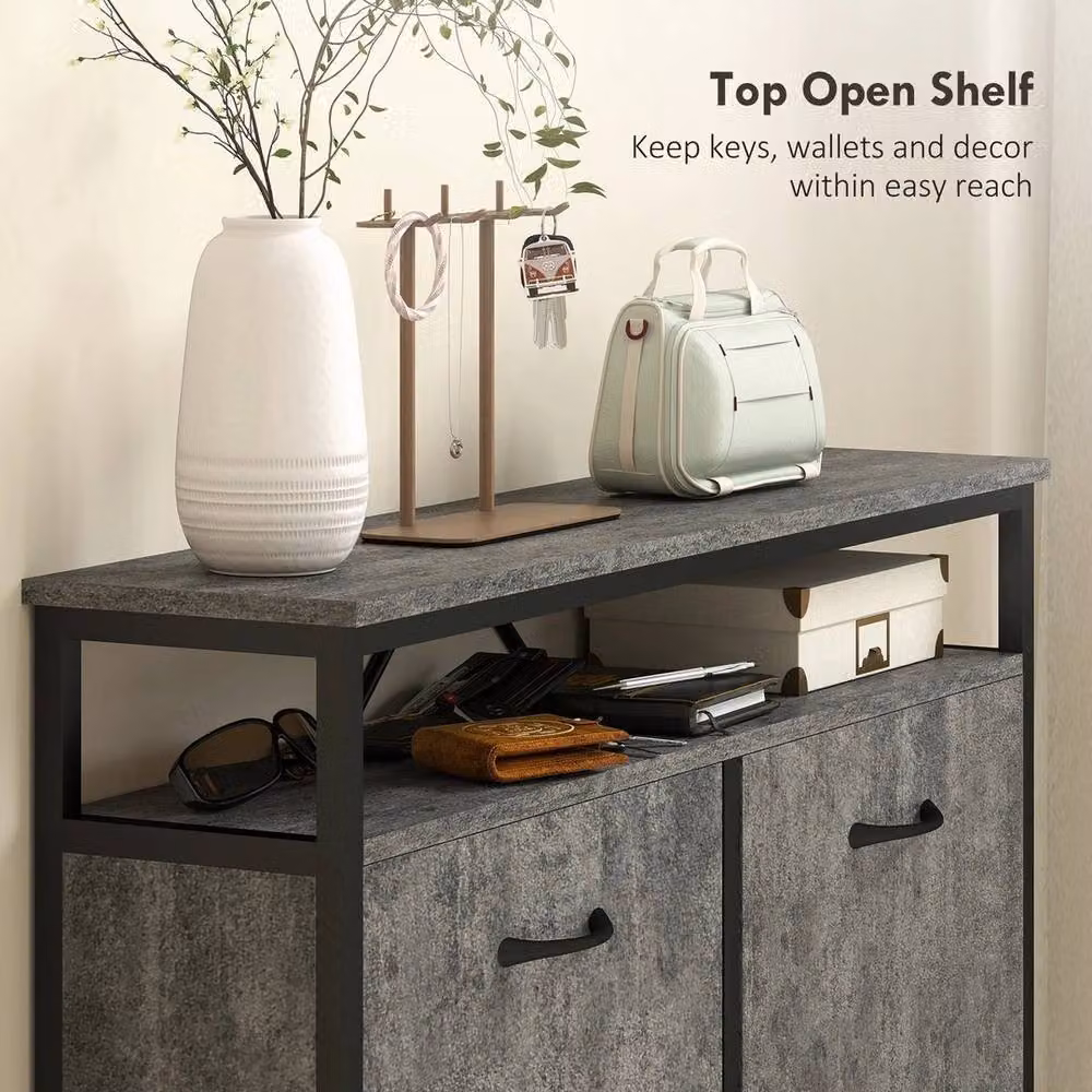 PAWNORA Grey Shoe Cabinet with 4 Tilting Compartments, W: 100 cm, D: 60 cm – 5