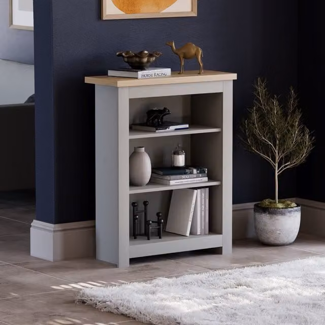 Vida Designs Rustic 3 Tier Bookcase in Grey and White