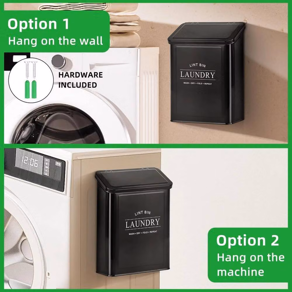 Kelvenix Magnetic Lint Bin in Black with Flip Lid – 4