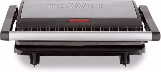 Tower 750W Panini Grill in Grey and Black with Cable Storage