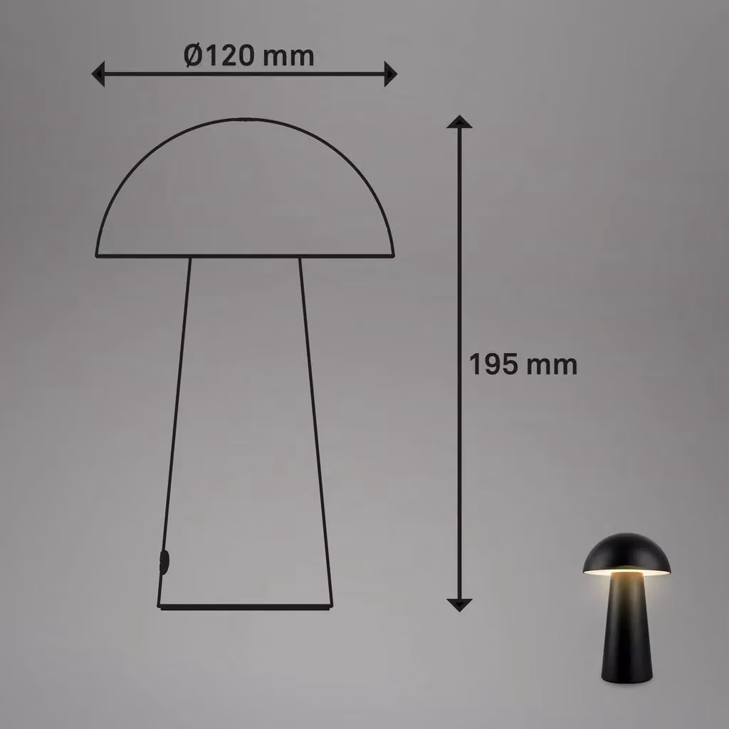 Briloner Black Dimmable Rechargeable LED Table Lamp with Warm White Light – 5