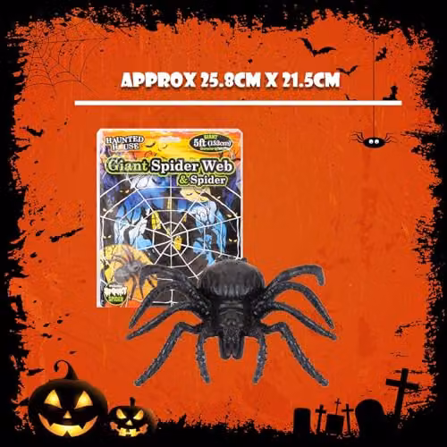 VFM e-Store Giant Halloween Spider Web with Spider Decoration in White, 154 cm – 3