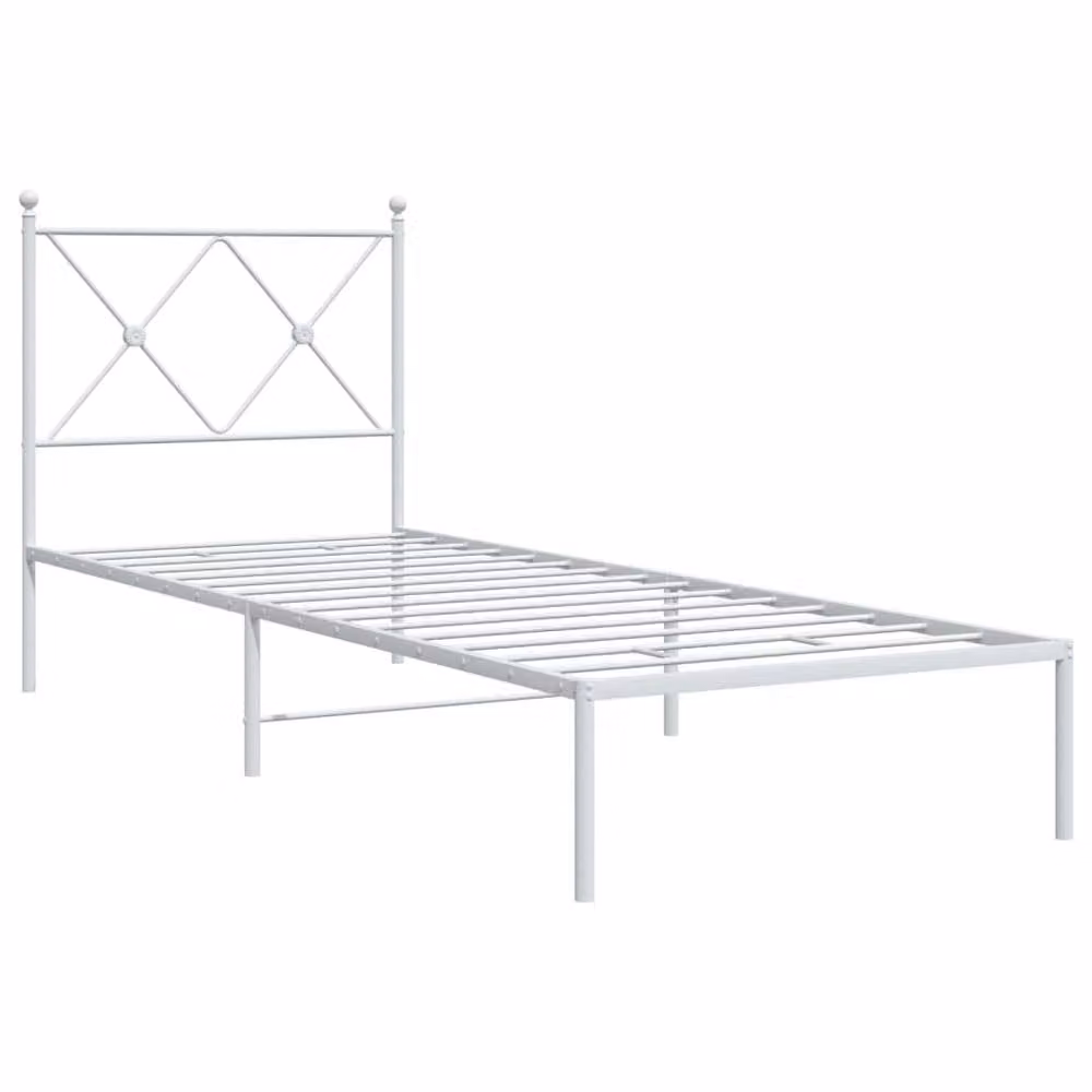 Berkfield Home Metal Bed Frame with Headboard, White, W/D/H: 80 x 200 cm – 3