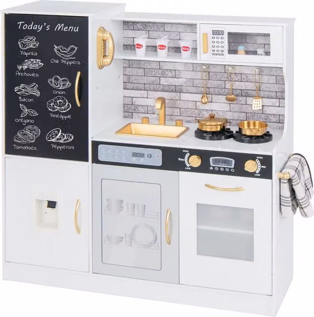 Costway Chef Pretend Play Kitchen Toy in White