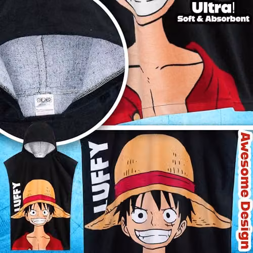 Get Trend One Piece Hooded Cotton Towel Poncho for Kids and Teens, Black – 4