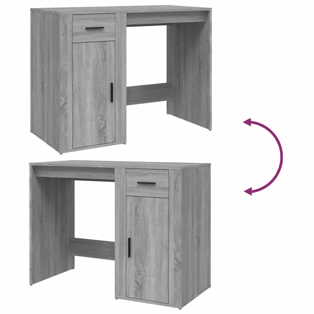 Berkfield Modern Computer Desk in Grey Sonoma, W/D/H: 100 x 49 x 75 cm – 6