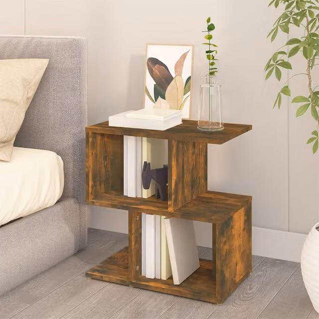 Berkfield Home Modern Bedside Cabinet in Smoked Oak Brown, W: 50 cm, D: 30 cm, H: 51.5 cm – 1