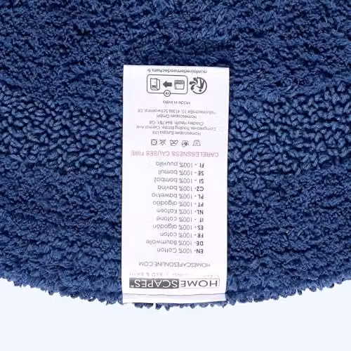 Homescapes Luxury Semi Circle Cotton Bath Mat, Blue, W/D/H: 50 x 80 cm – 3