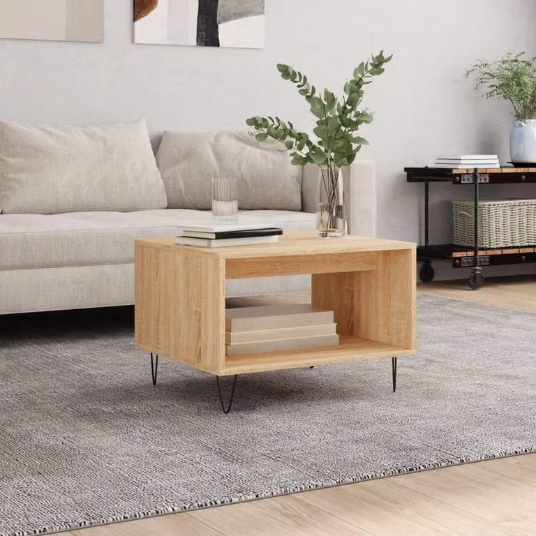 Berkfield Home Sonoma Oak Decorative Coffee Table in Light Brown, W/D/H: 60 x 50 x 40 cm