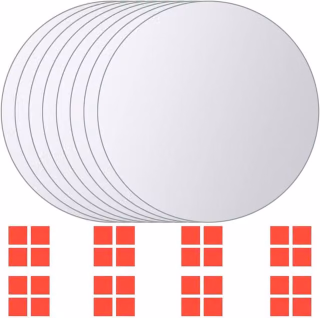 Berkfield Home 16 Piece Round Silver Glass Mirror Tiles with Adhesive