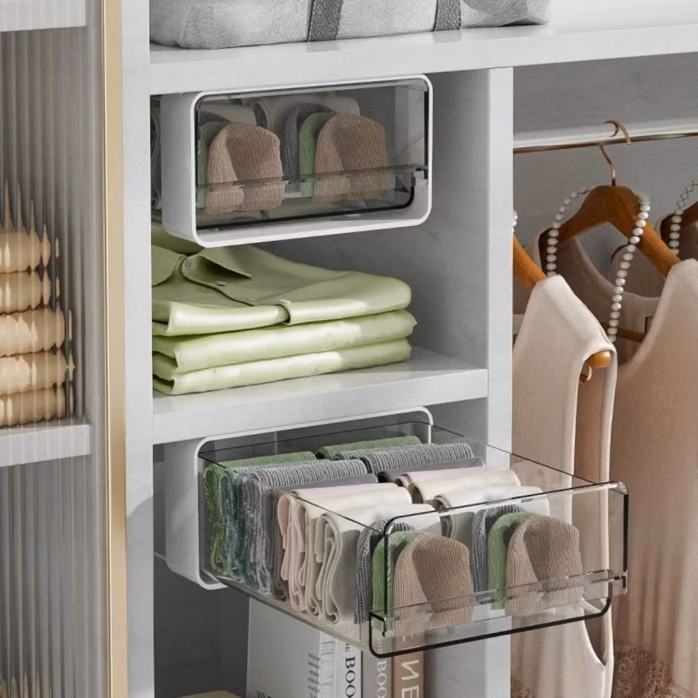 KORVIXA Pull-Out Under Cabinet Drawer Organizer, Warm White, W: 31 cm, D: 20 cm, H: 8.6 cm – 2