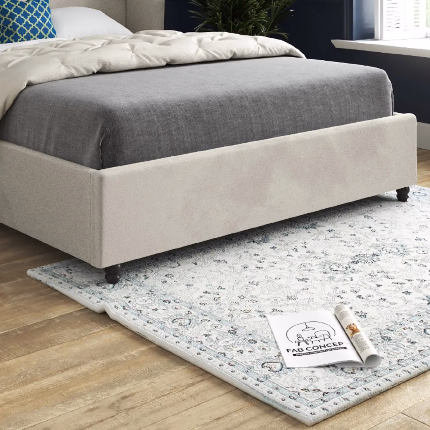 Casani Zampa Small Single Upholstered Soft Velvet Bed Frame with Curved Winged Top in Beige – 3